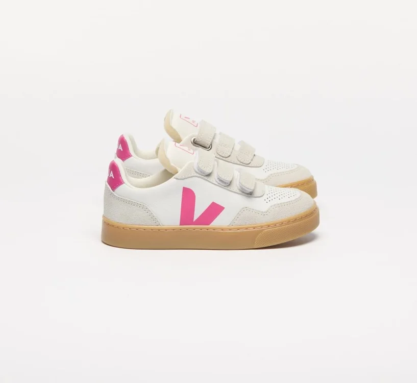 Tênis VEJA Juvenil V-90 couro branco e rosa VEJA - VERT Oficial