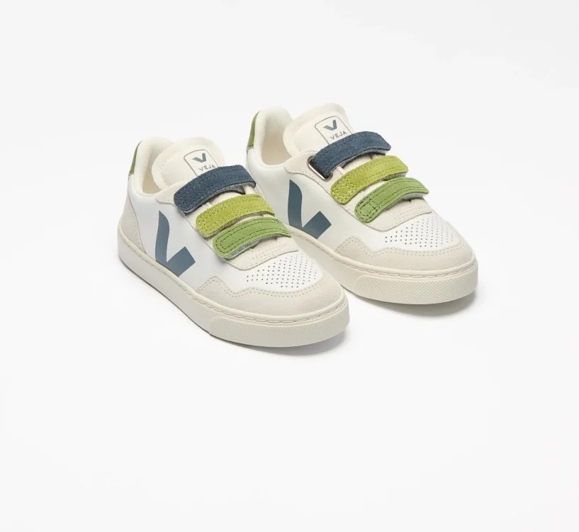 Tênis VEJA Juvenil V-90 couro branco multicolor california Oficial 2