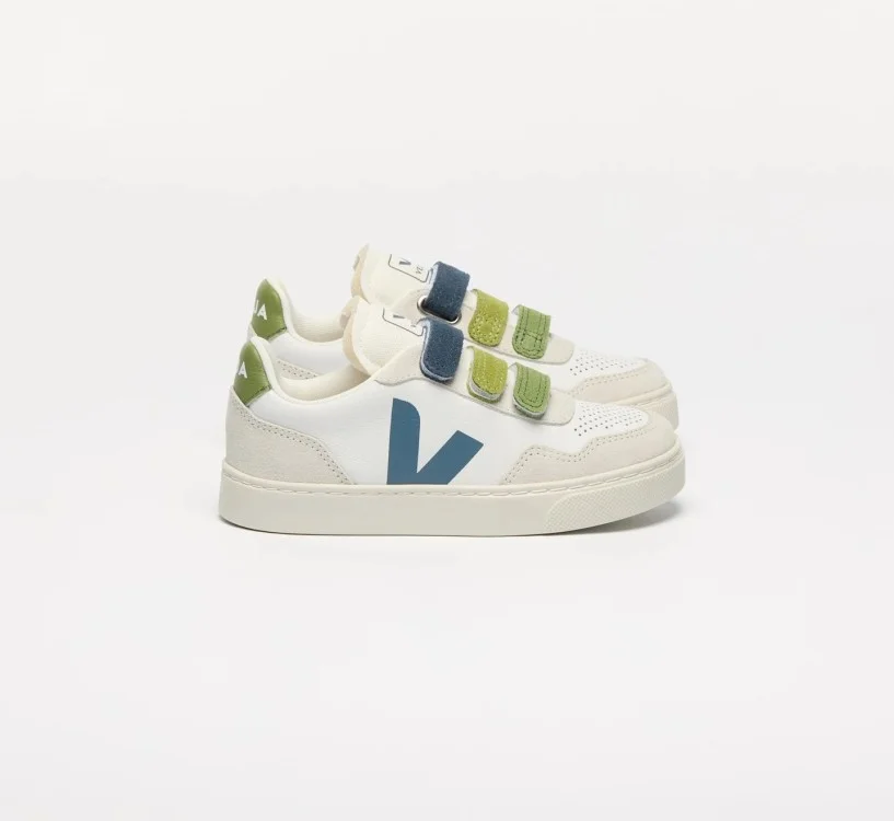 Tênis VEJA Juvenil V-90 couro branco multicolor california Oficial