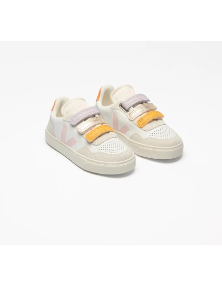 Tênis VEJA V-90 infantil júnior branco multicolor petale VEJA - VERT Oficial