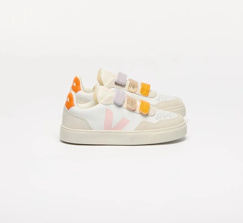 Tênis VEJA V-90 infantil júnior branco multicolor petale VEJA - VERT Oficial