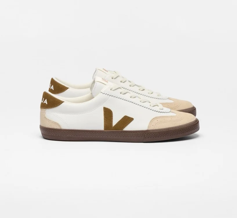 Tênis VEJA Feminino Volley Couro Branco Tent Bark VEJA - VERT Oficial