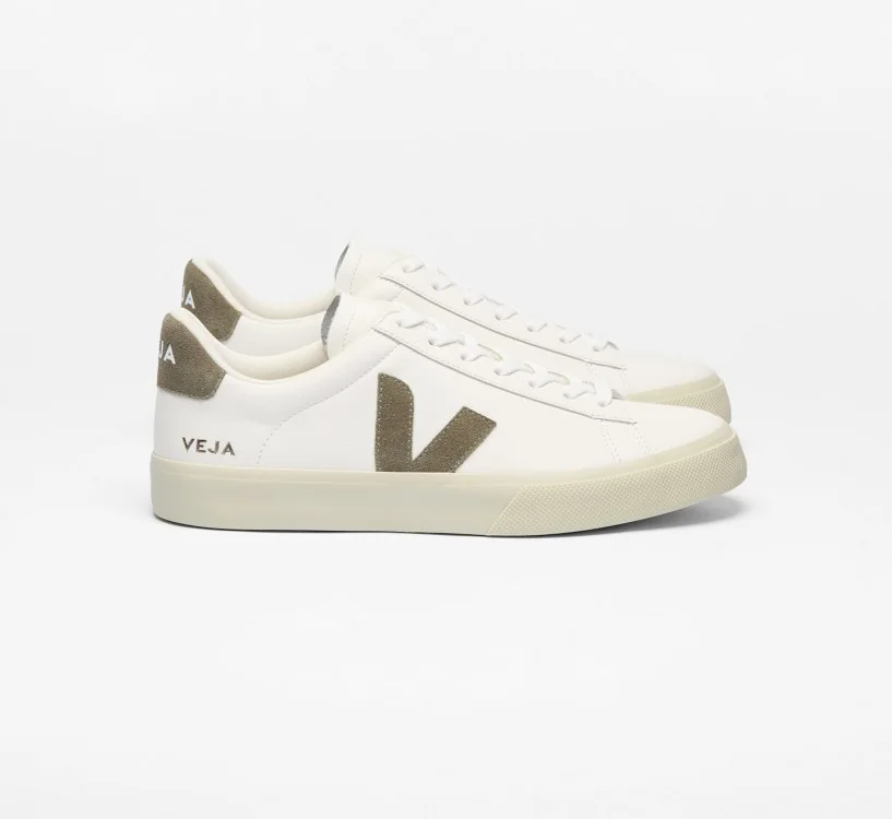 Tênis VEJA Feminino Campo Couro Branco Kaki VEJA - VERT Oficial