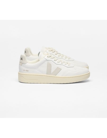 Tênis VEJA Feminino V-90 Couro Branco Natural VEJA - VERT Oficial