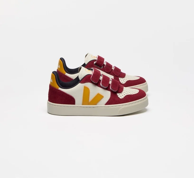 Tênis VEJA Infantil V-10 Couro Ouro Marsala Kid