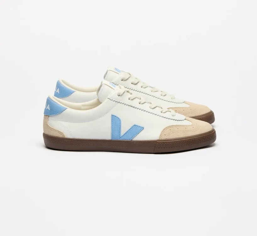 Tênis VEJA Masculino Volley Couro Branco Aqua Bark