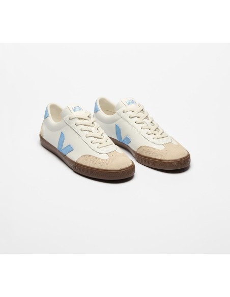 Tênis VEJA Masculino Volley Couro Branco Aqua Bark