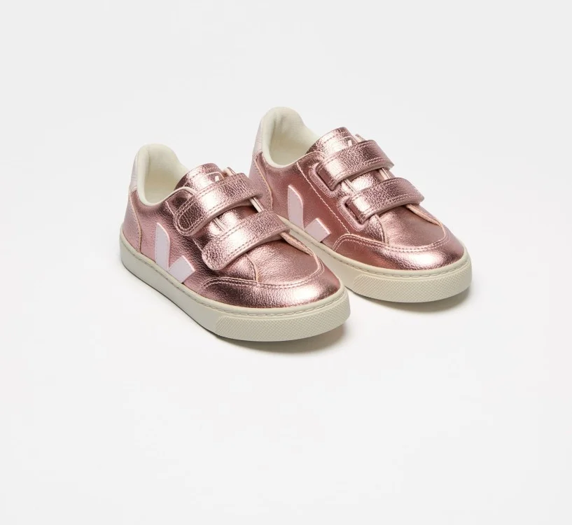 Tênis VEJA Infantil V-12 Couro Nacre Lassi Kid 2
