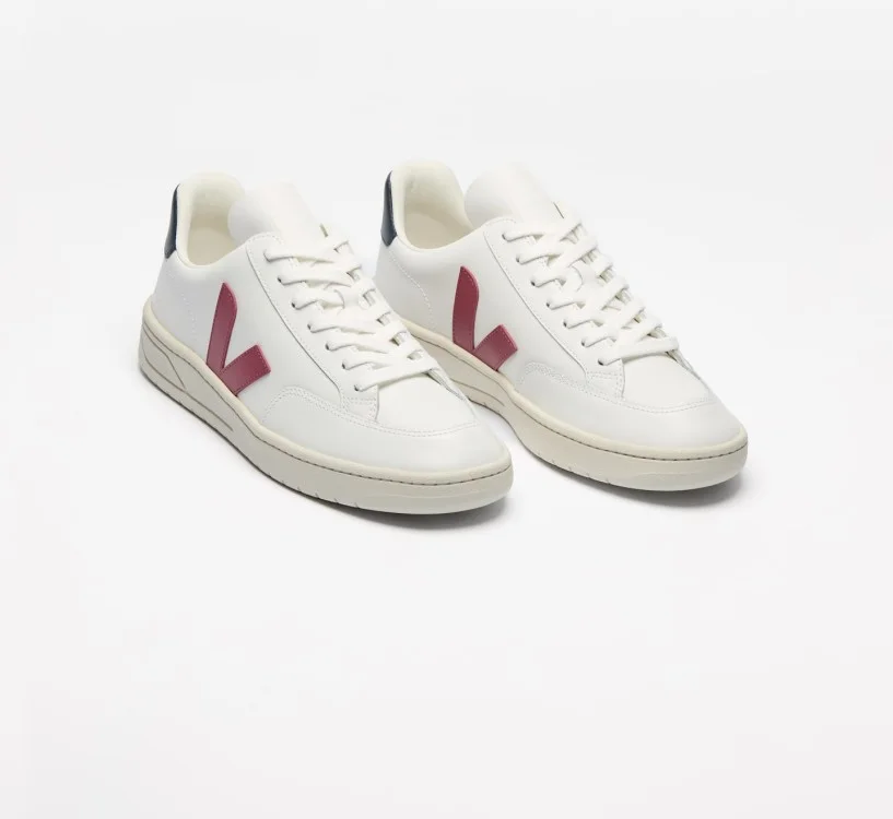 Tênis VEJA Feminino V-12 Couro Branco Marsala Nautico VEJA - VERT Oficial 2