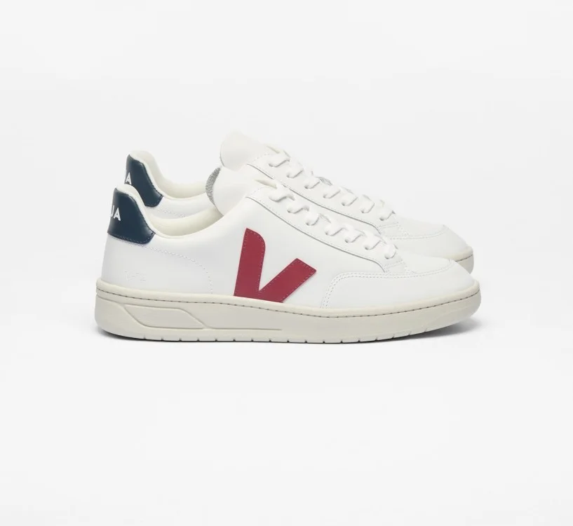 Tênis VEJA Feminino V-12 Couro Branco Marsala Nautico VEJA - VERT Oficial
