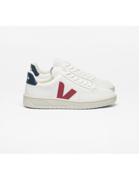 Tênis VEJA Feminino V-12 Couro Branco Marsala Nautico VEJA - VERT Oficial