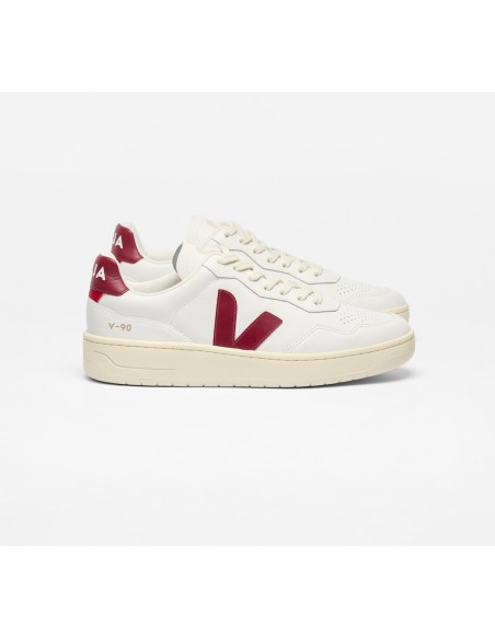 Tênis VEJA Masculino V-90 Couro Branco Marsala VEJA - VERT Oficial
