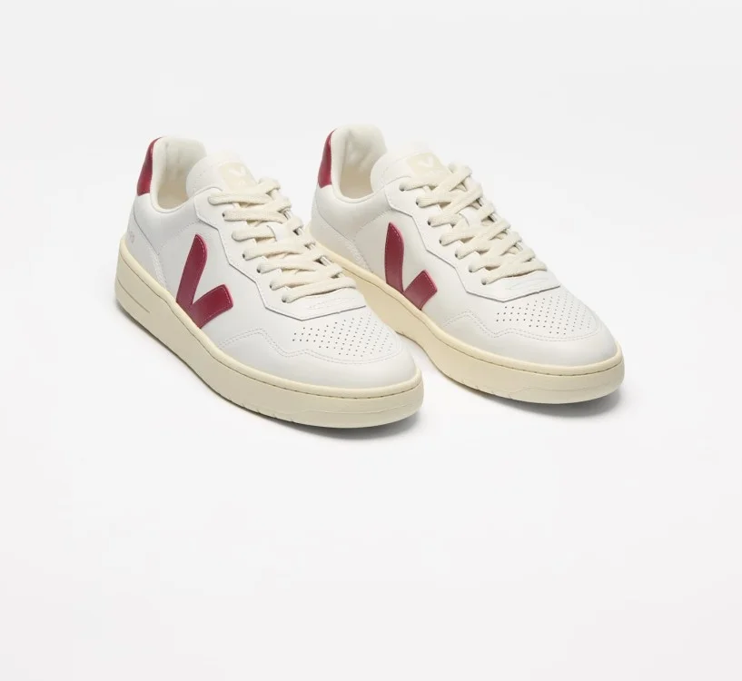 Tênis VEJA Masculino V-90 Couro Branco Marsala VEJA - VERT Oficial 2