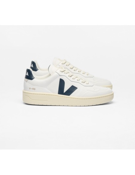Tênis VEJA Masculino V-90 Couro Branco Nautico VEJA - VERT Oficial