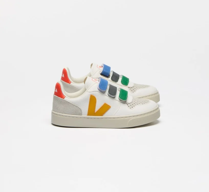 Tênis VEJA Infantil V-10 Júnior Couro Multico Branco Ouro VEJA - VERT Oficial