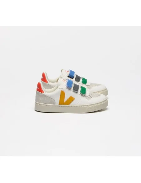 Tênis VEJA Infantil V-10 Júnior Couro Multico Branco Ouro VEJA - VERT Oficial