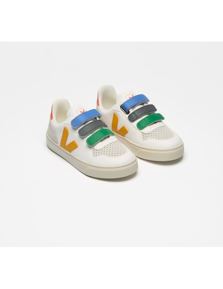Tênis VEJA Infantil V-10 Júnior Couro Multico Branco Ouro VEJA - VERT Oficial