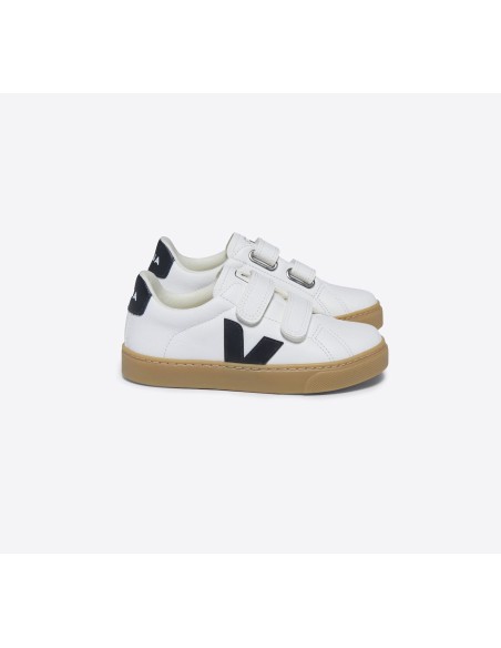 Tênis Infantil Esplar Mini - Couro Branco Preto Natural VEJA - VERT
