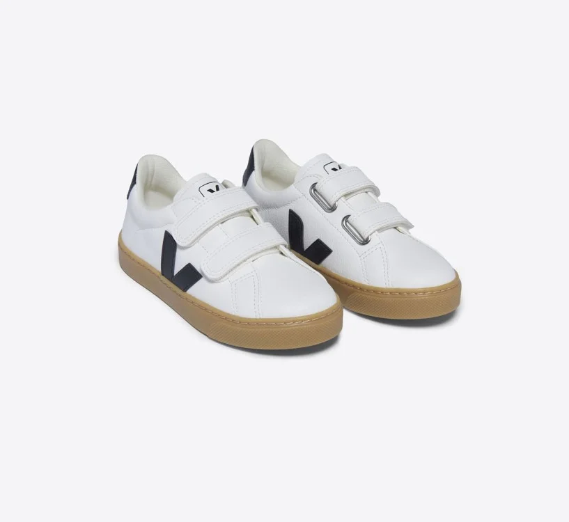 Tênis Infantil Esplar Mini - Couro Branco Preto Natural VEJA - VERT 2