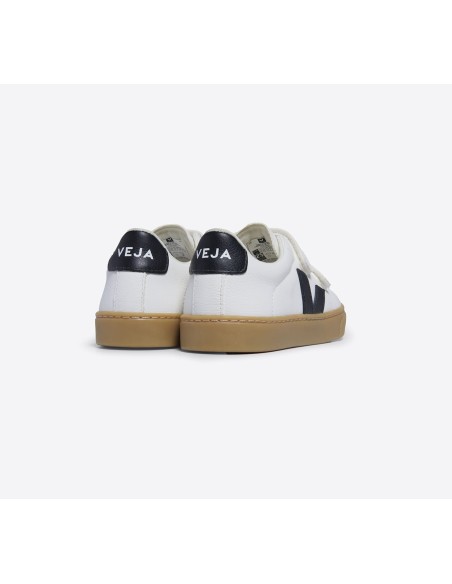 Tênis Infantil Esplar Mini - Couro Branco Preto Natural VEJA - VERT