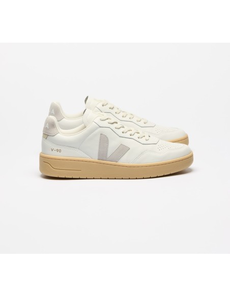 Tênis VEJA Masculino V-90 Couro Branco e Cinza - VERT Oficial