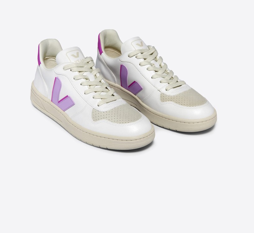 Tênis VEJA Unissex V-10 Cwl Branco Orchid Ultraviolet VERT Oficial 2