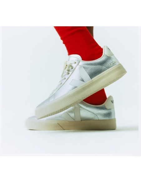 Tênis VEJA Feminino Campo Couro Silver Branco VEJA - VERT Oficial
