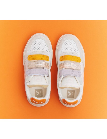 Tênis VEJA V-90 infantil júnior branco multicolor petale VEJA - VERT Oficial