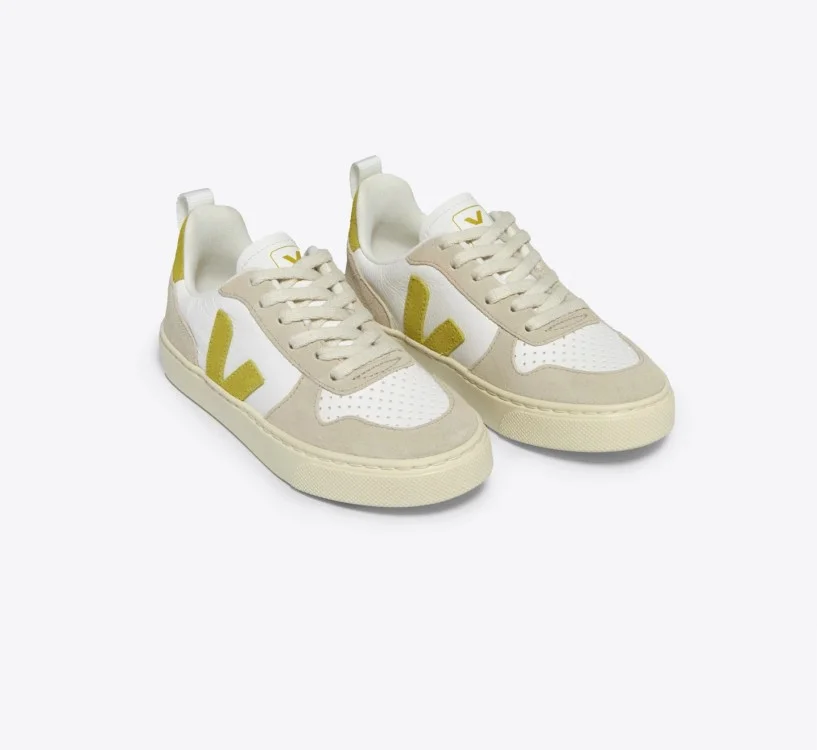 Tênis VEJA infantil V-10 Couro Branco Liquor Almond 2