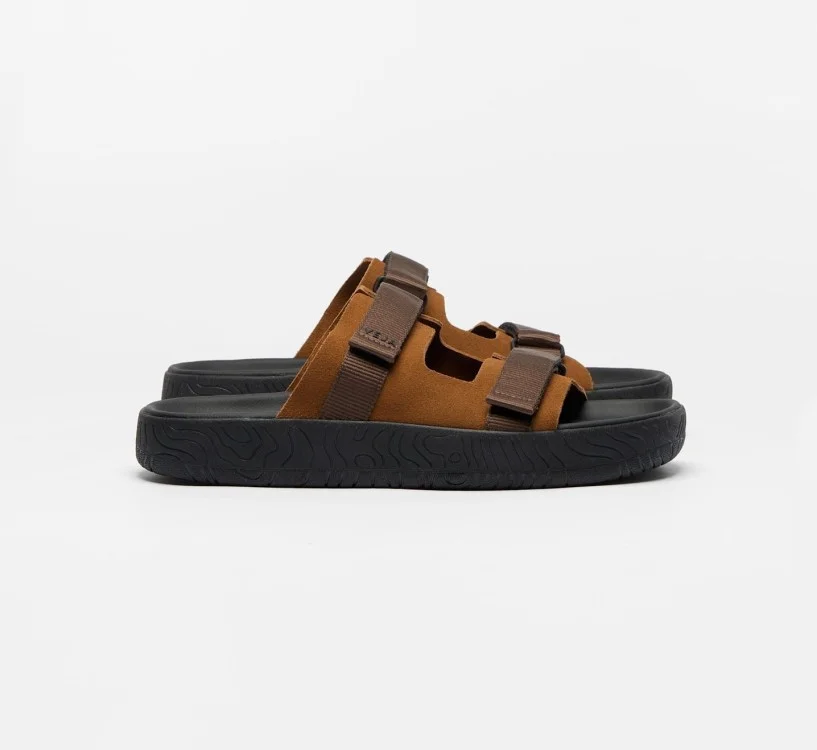 Sandália VEJA VERT Feminina Arpoardor Camurça Cognac Preto