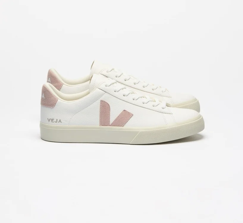 Tênis VEJA VERT Masculino Campo Couro Branco Rosa