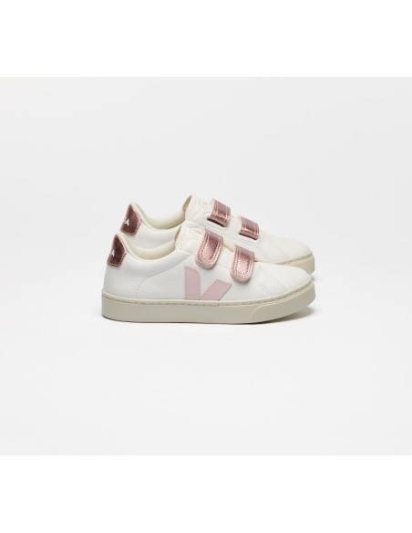 Tênis VEJA VERT Infantil Esplar Couro Branco Petale Nacre