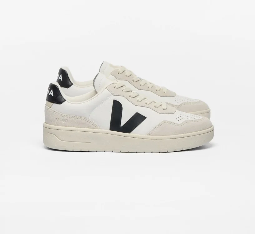 Tênis VEJA VERT Feminino V-90 Couro Branco Preto