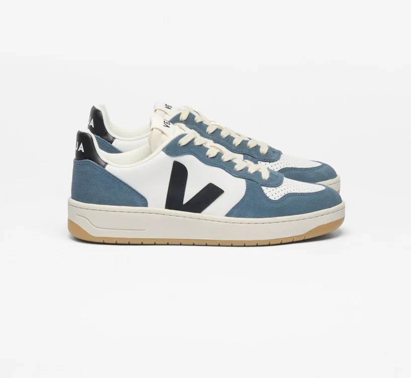 Tênis VEJA VERT Masculino V-10 Couro Branco Preto California