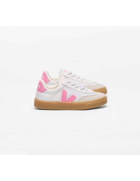 Tênis VEJA VERT Infantil Volley Aircell Branco Rosa Sola Natural