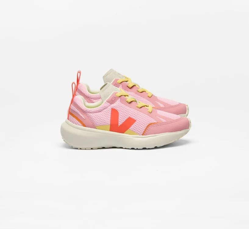Tênis VEJA VERT Infantil Canary Alveomesh Rosa Laranja