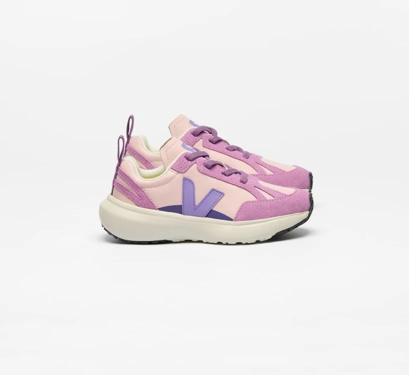 Tênis VEJA VERT Infantil Canary Couro Rosa Roxo