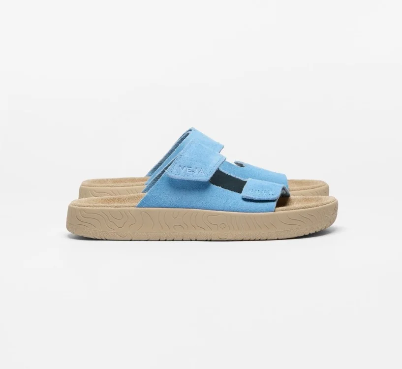 Sandália VEJA VERT Feminina Etna Camurça Aqua Almond