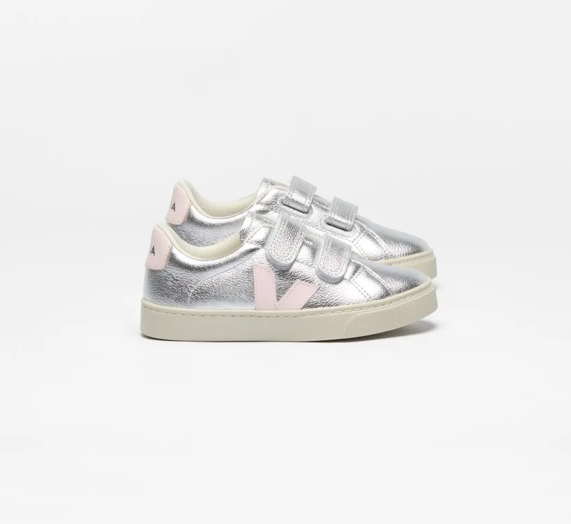 Tênis VEJA VERT Infantil Esplar Kid Couro Prata Lassi