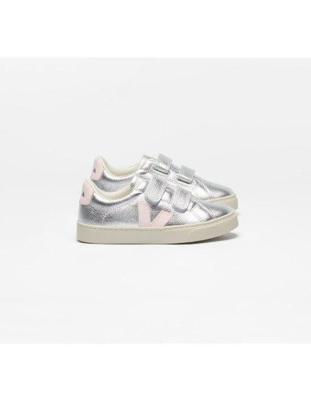 Tênis VEJA VERT Infantil Esplar Kid Couro Prata Lassi