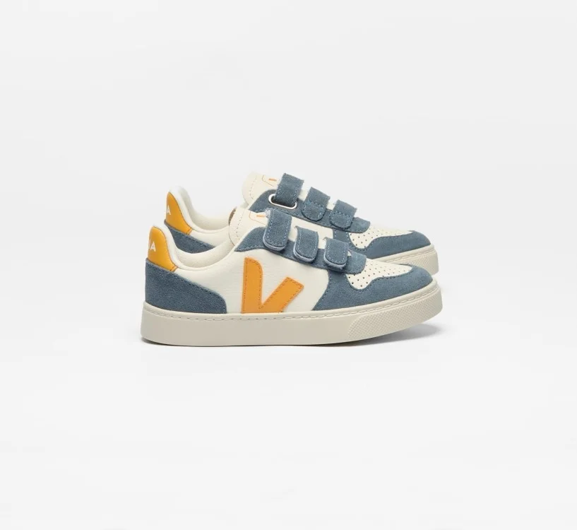 Tênis VEJA VERT Infantil V-10 Kid Couro Branco Ouro California