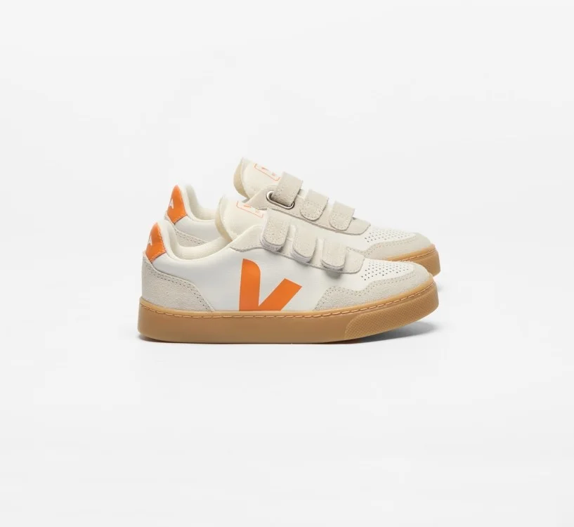 Tênis VEJA VERT Infantil V-90 Teen Couro Branco Fury Natural
