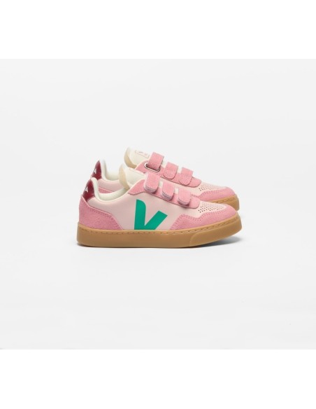 Tênis VEJA VERT Infantil V-90 Junior Couro Rosa Sola Natural