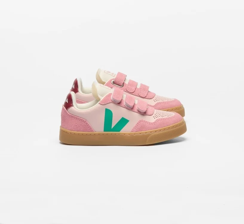Tênis VEJA VERT Infantil V-90 Teen Couro Rosa Sola Natural