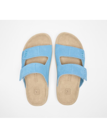 Sandália VEJA VERT Feminina Etna Camurça Aqua Almond