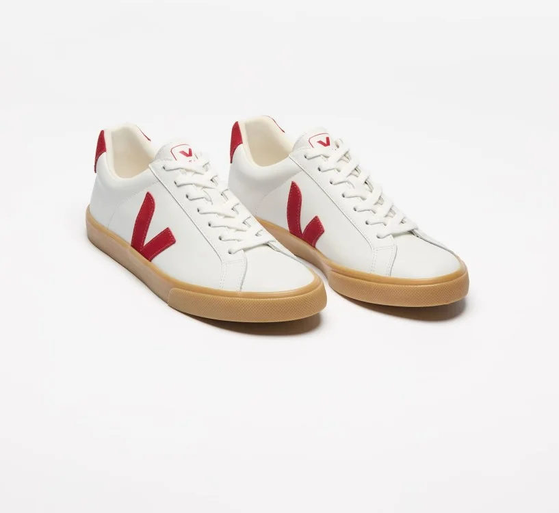 Tênis VEJA VERT Masculino Esplar Couro Branco Vermelho Natural 2