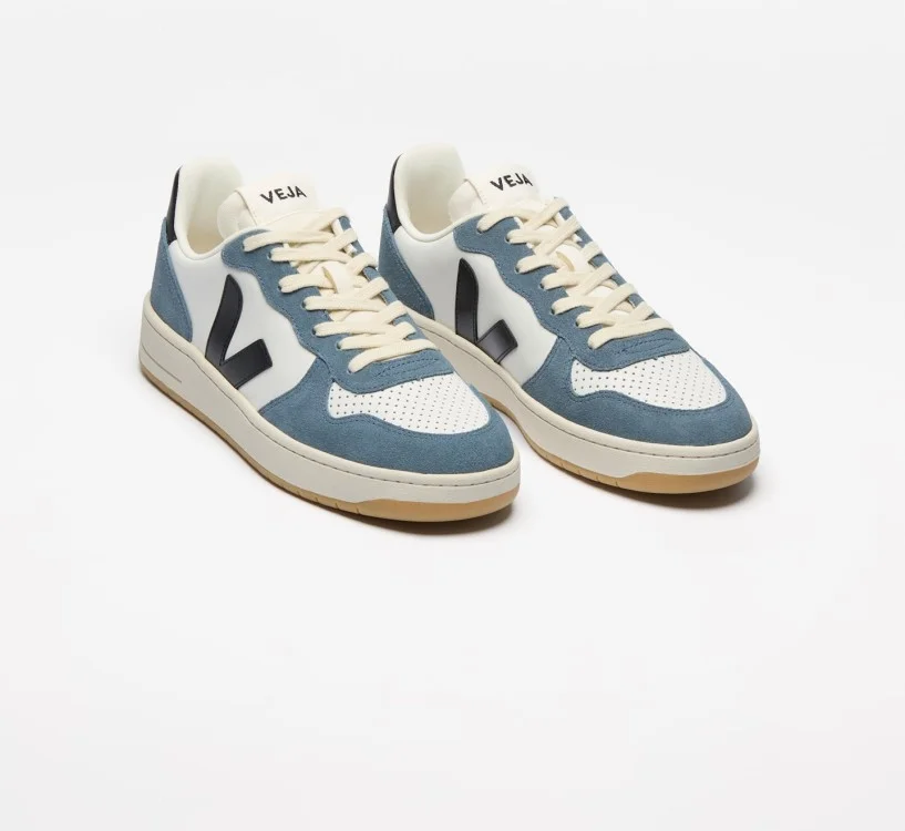 Tênis VEJA VERT Feminino V-10 Couro Branco Preto California 2