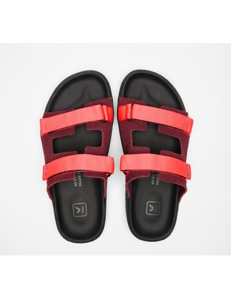 Tênis VEJA VERT Feminino Arpoador Camurça Amarante Rosa Fluo Preto