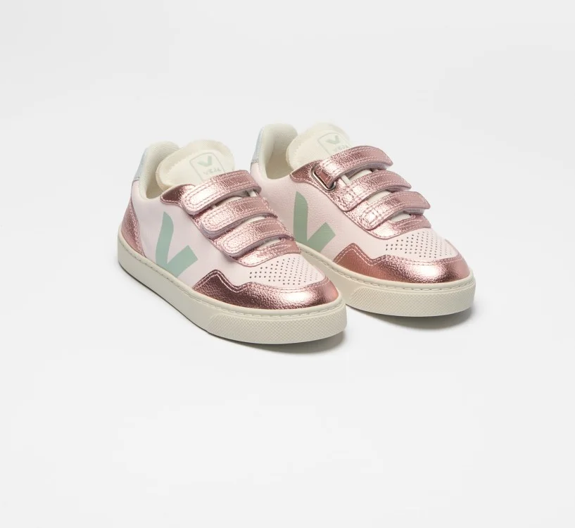 Tênis VEJA VERT Infantil V-90 Kid Couro Bonpoint Lassi Sun Nacre 2