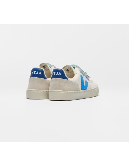 Tênis VEJA VERT Infantil V-10 Kid Couro Branco Azul